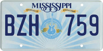 MS license plate BZH759
