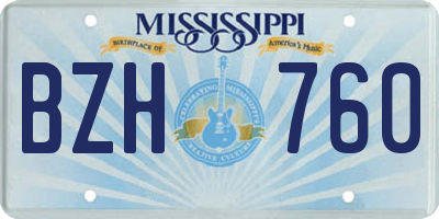 MS license plate BZH760
