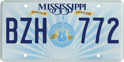 MS license plate BZH772