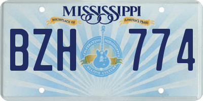 MS license plate BZH774