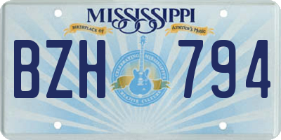 MS license plate BZH794