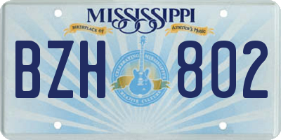 MS license plate BZH802