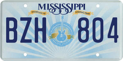 MS license plate BZH804