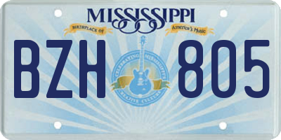MS license plate BZH805