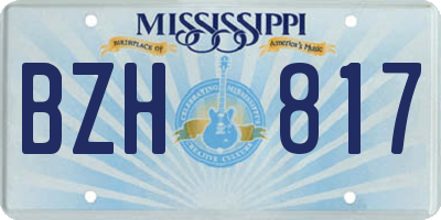 MS license plate BZH817