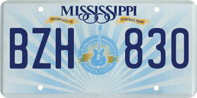 MS license plate BZH830