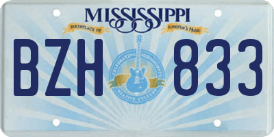 MS license plate BZH833