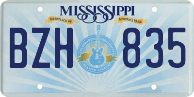 MS license plate BZH835