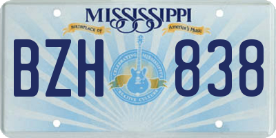 MS license plate BZH838