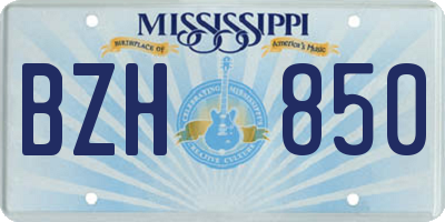 MS license plate BZH850