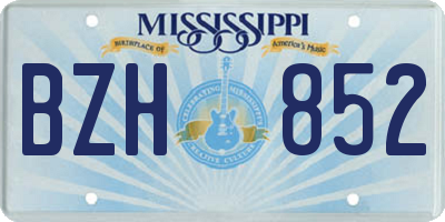 MS license plate BZH852