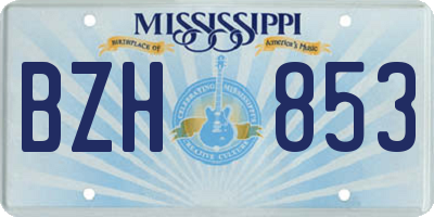 MS license plate BZH853