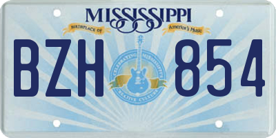 MS license plate BZH854