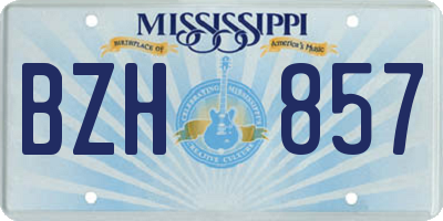 MS license plate BZH857