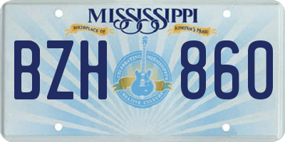 MS license plate BZH860