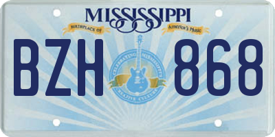 MS license plate BZH868