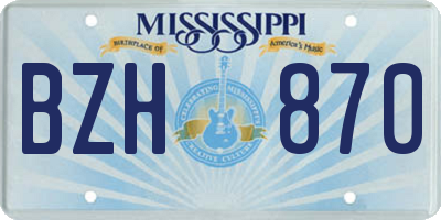 MS license plate BZH870