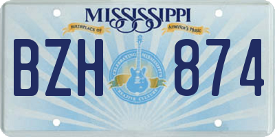 MS license plate BZH874