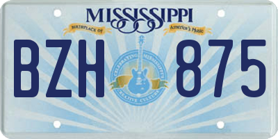 MS license plate BZH875