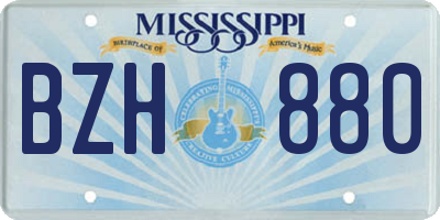 MS license plate BZH880