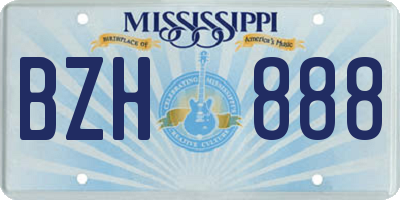 MS license plate BZH888
