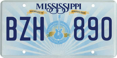 MS license plate BZH890
