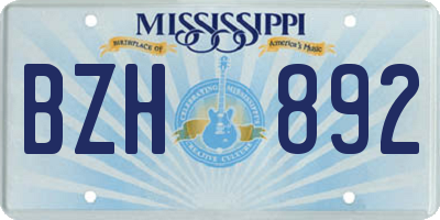 MS license plate BZH892