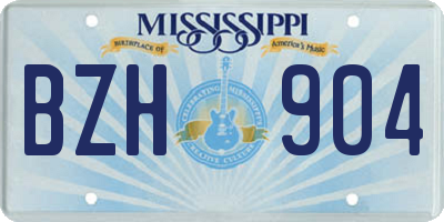 MS license plate BZH904