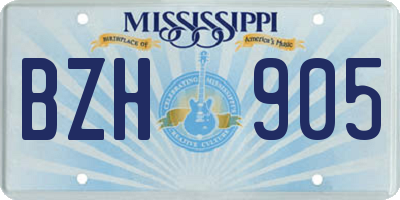 MS license plate BZH905