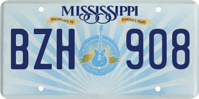MS license plate BZH908