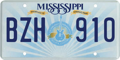 MS license plate BZH910