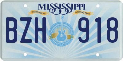 MS license plate BZH918