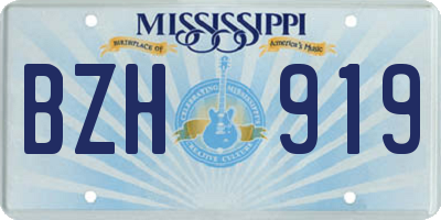 MS license plate BZH919