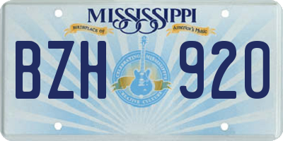 MS license plate BZH920