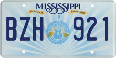 MS license plate BZH921