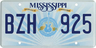 MS license plate BZH925