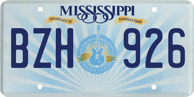 MS license plate BZH926