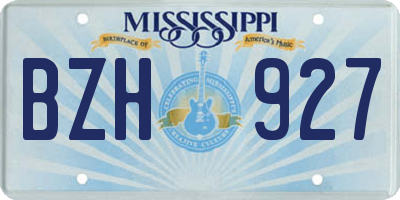 MS license plate BZH927