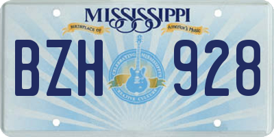 MS license plate BZH928