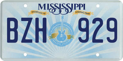 MS license plate BZH929