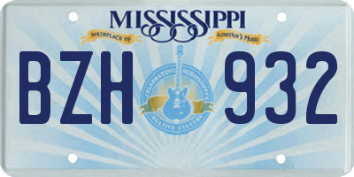 MS license plate BZH932