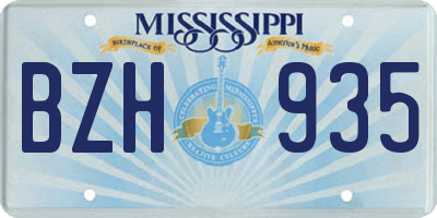 MS license plate BZH935