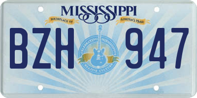MS license plate BZH947