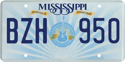 MS license plate BZH950