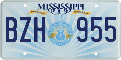 MS license plate BZH955