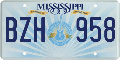 MS license plate BZH958