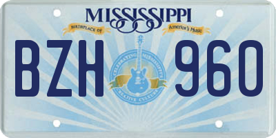 MS license plate BZH960