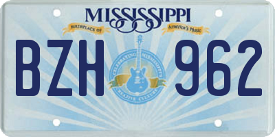 MS license plate BZH962
