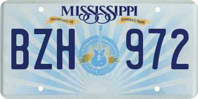 MS license plate BZH972