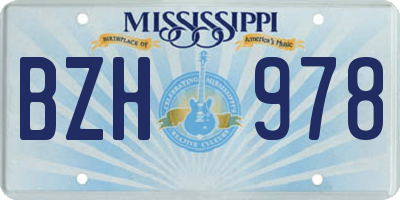 MS license plate BZH978